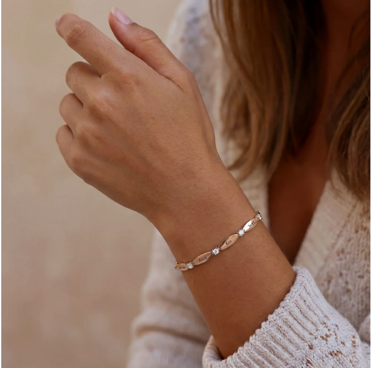 Personalized Name Bracelet — Up to 6 Engraved Names