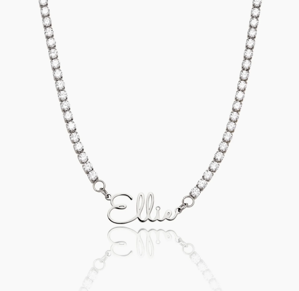 Custom Name Necklace on Crystal Tennis Chain