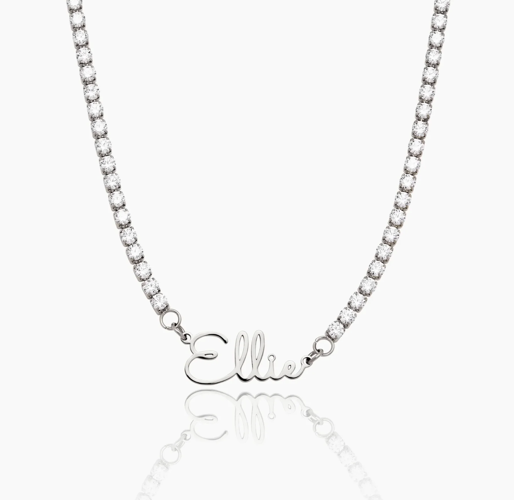Custom Name Necklace on Crystal Tennis Chain