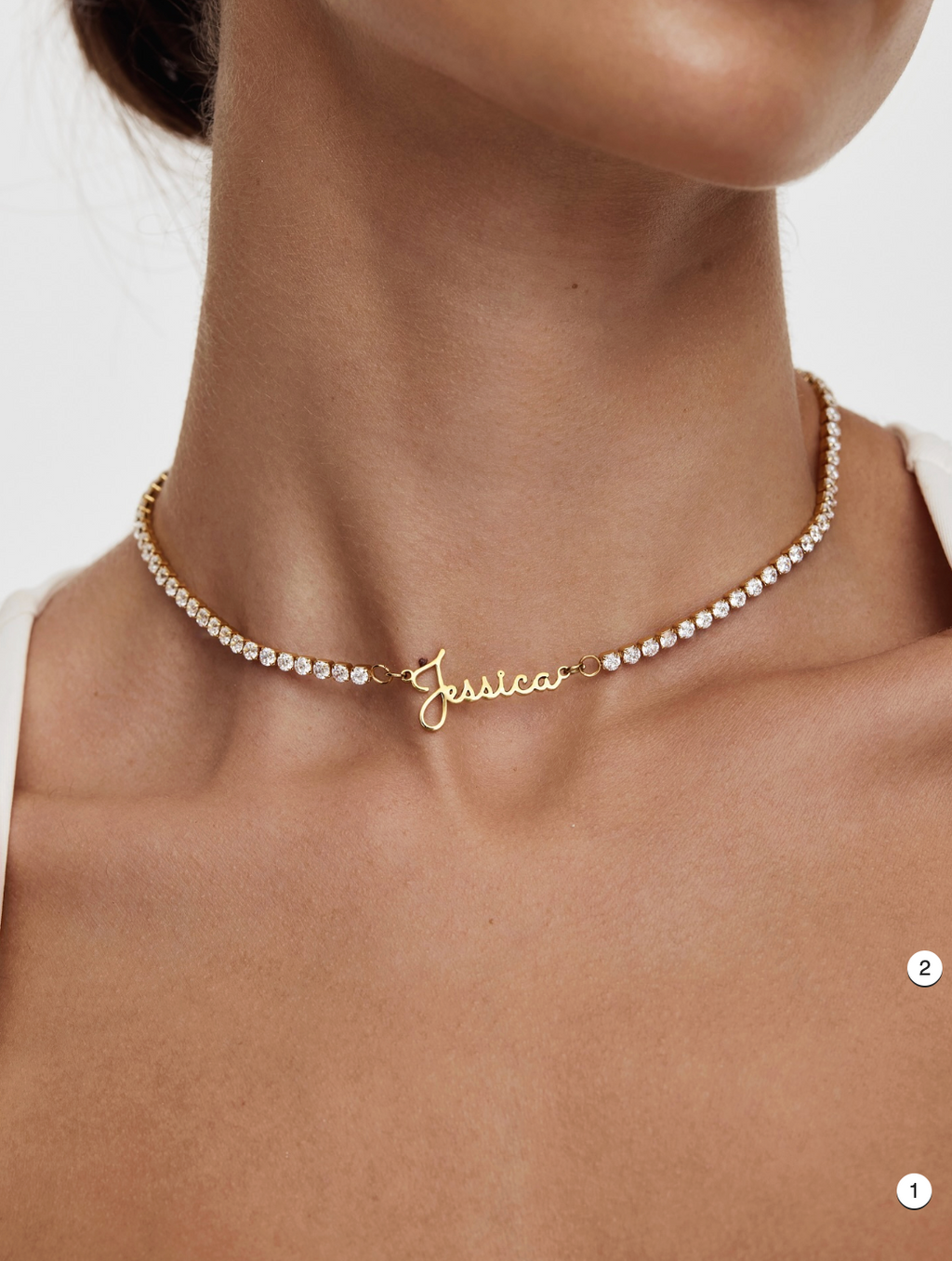 Custom Name Necklace on Crystal Tennis Chain