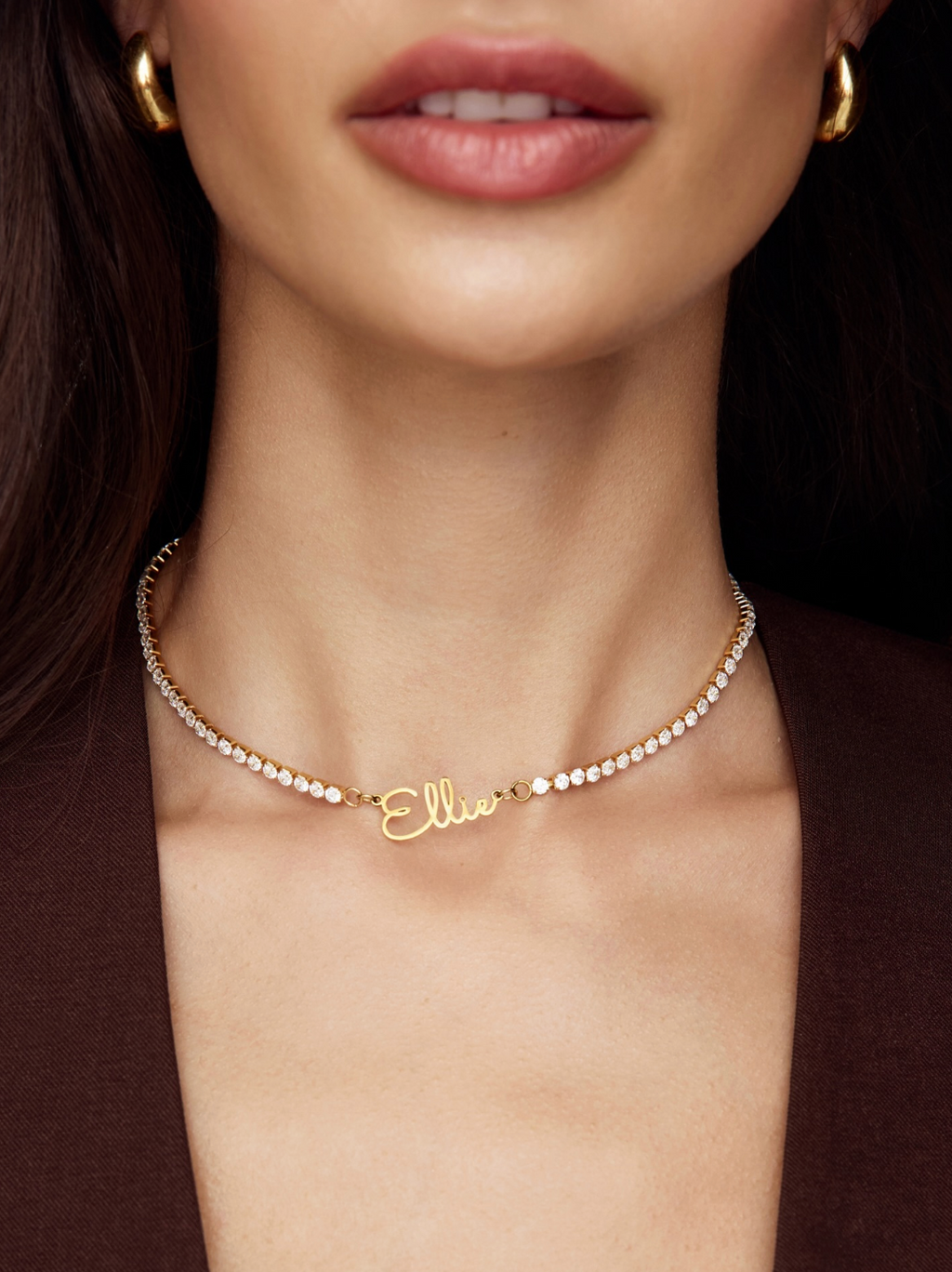 Custom Name Necklace on Crystal Tennis Chain