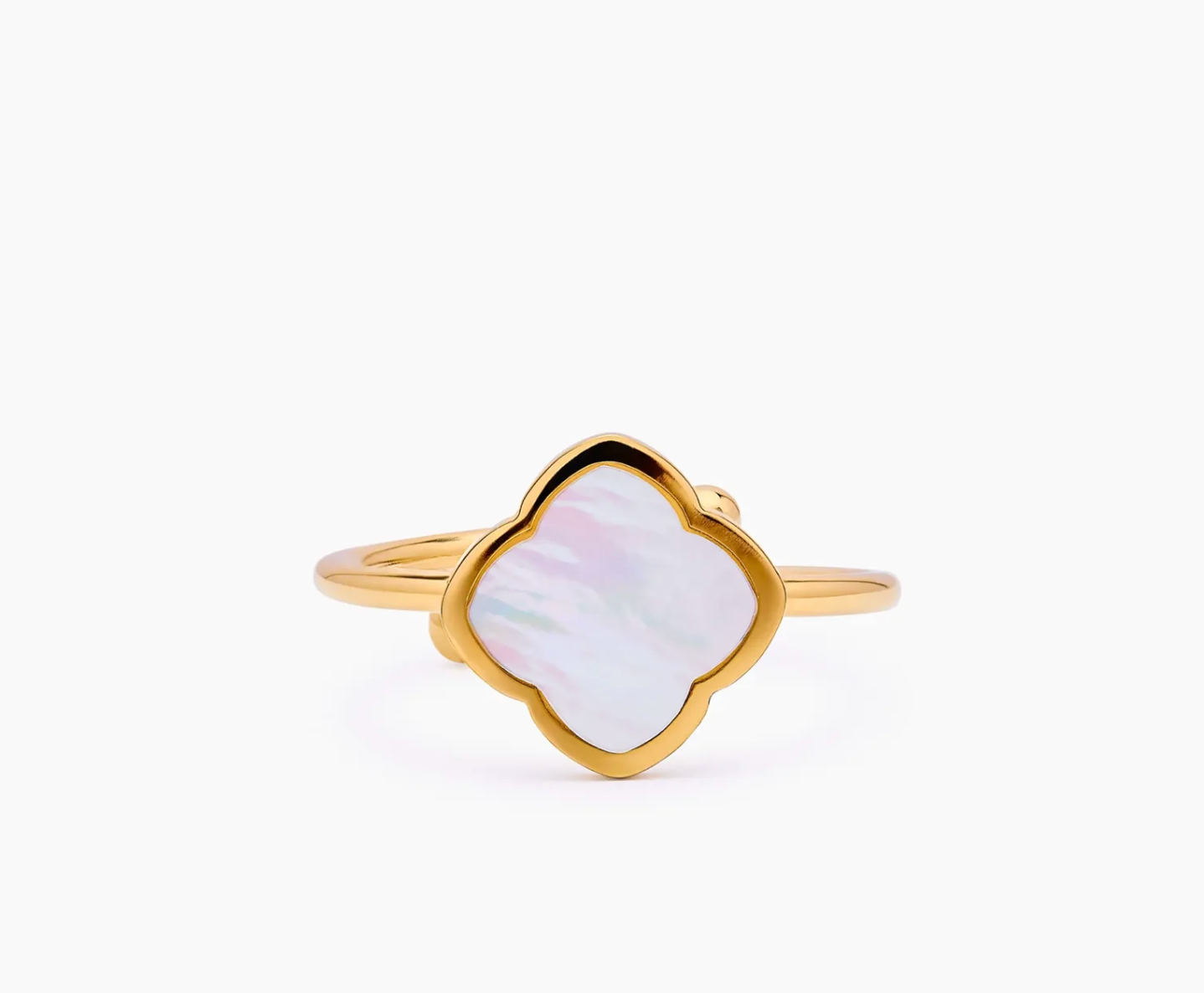 Mother-of-Pearl Clover Ring — Gold, Adjustable