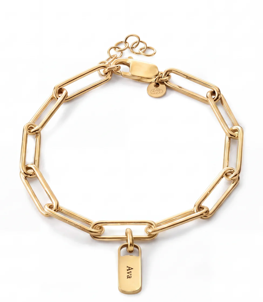 Personalized charm bracelet with names — gold