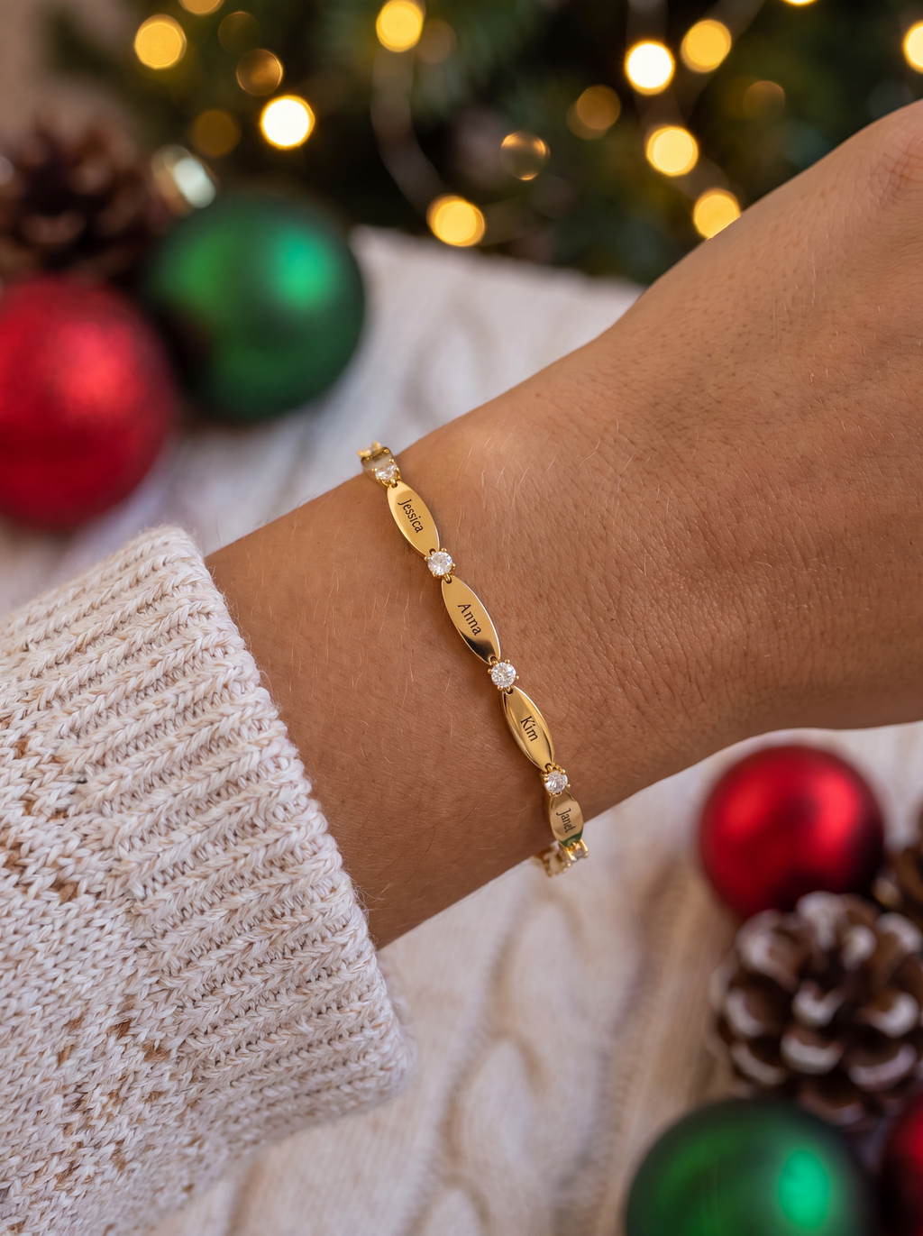 Personalized Name Bracelet — Up to 6 Engraved Names