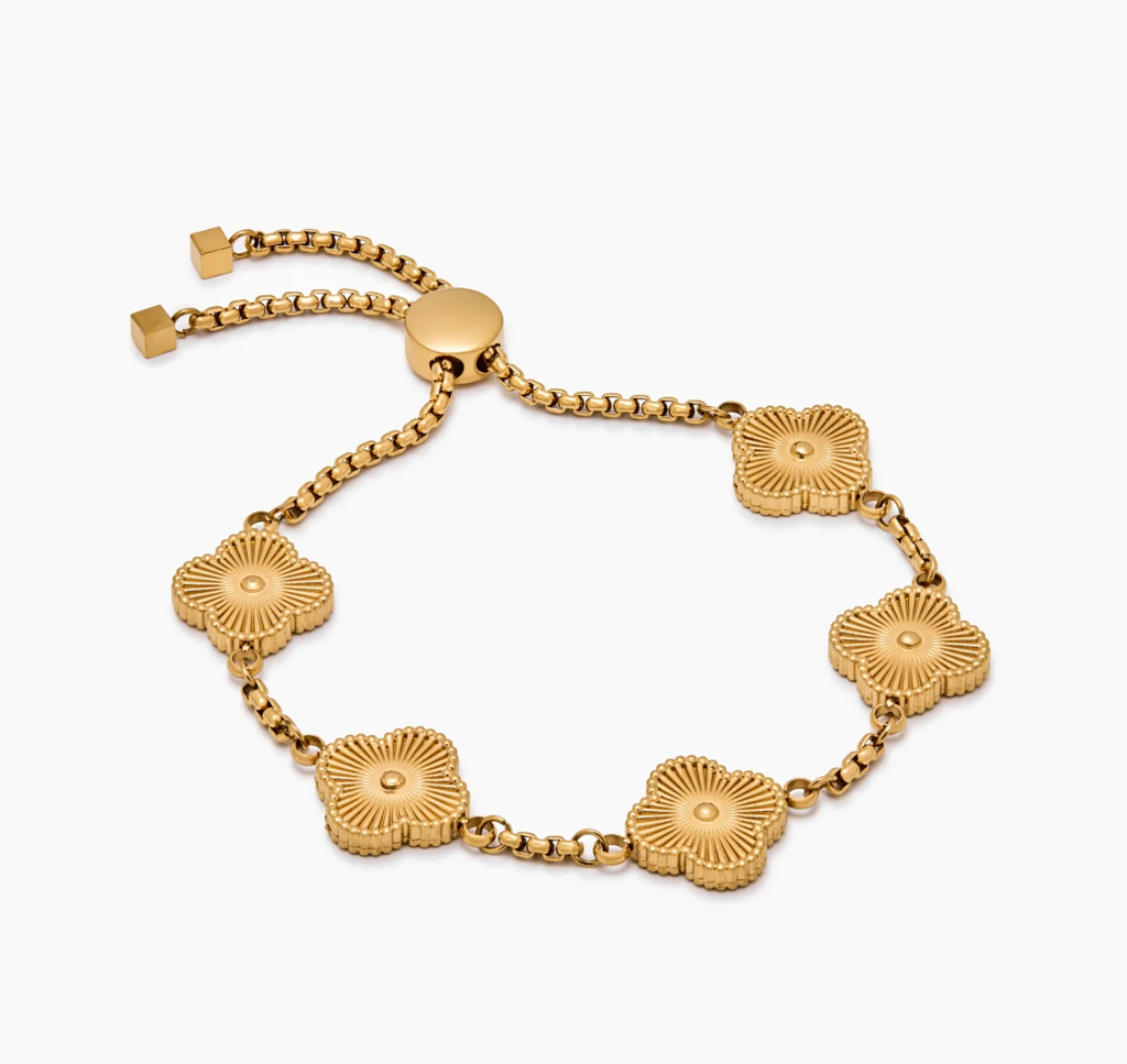 Mother-of-pearl clover bracelet — gold side