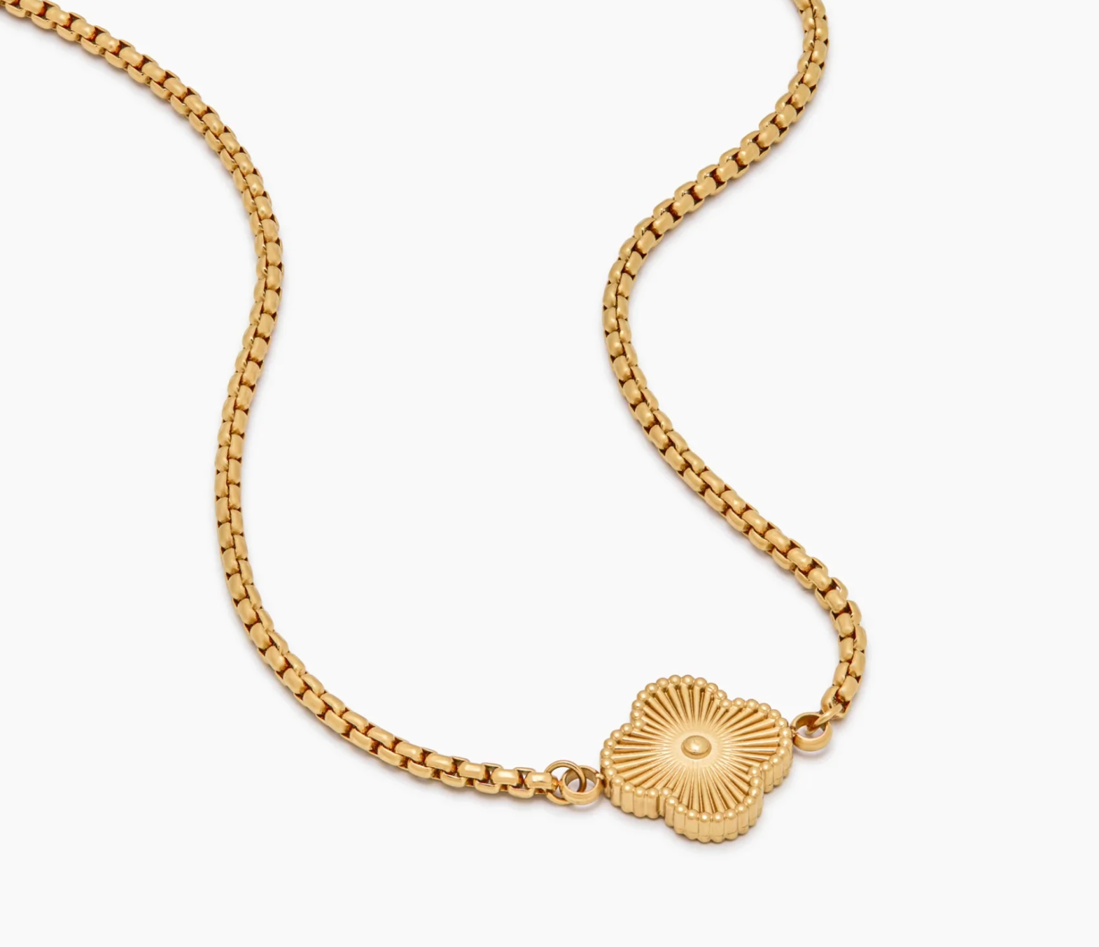 Mother-of-pearl clover necklace — gold side of the pendant