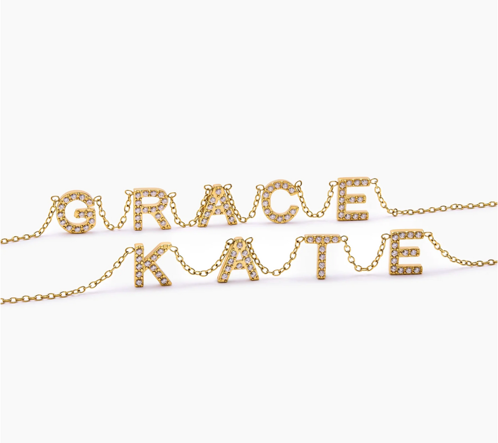 Pavé name necklace — name examples
