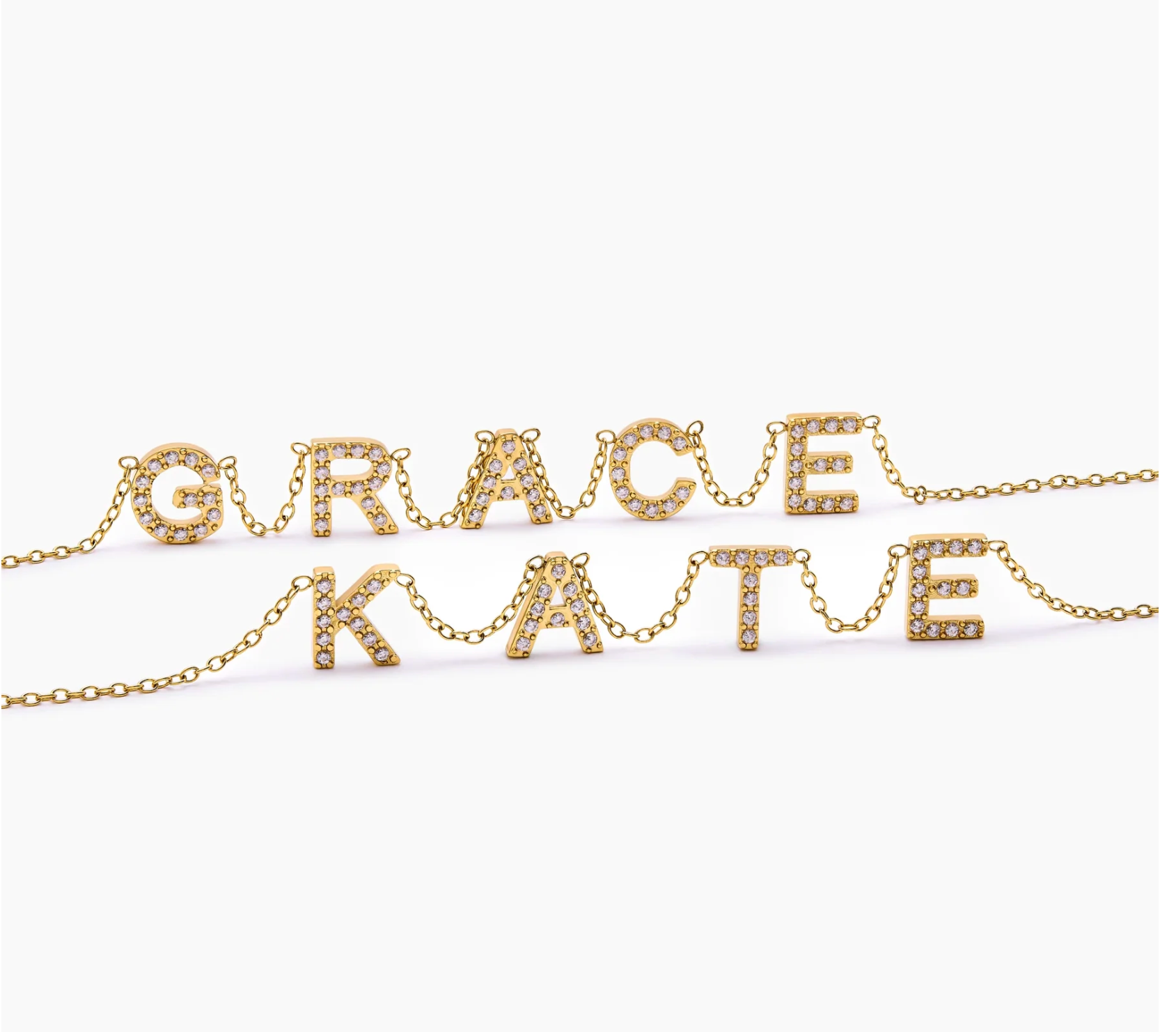 Pavé name necklace — name examples